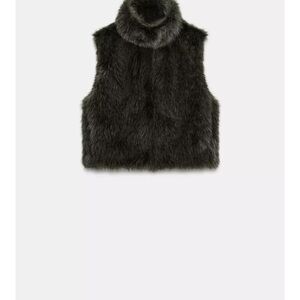 Zara Faux Fur Vest ‘taupe grey’ NWT
